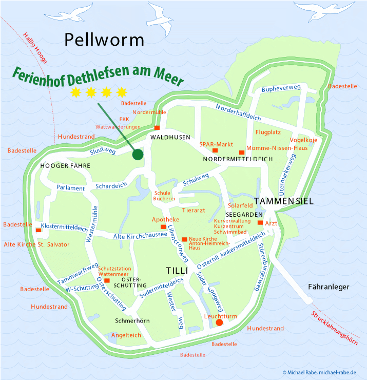 Ferienhof Dethlefsen am Meer Pellwormkarte